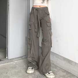 美式复古工装牛仔裤女2022夏季新款直筒宽松阔腿裤长裤裤子ins潮