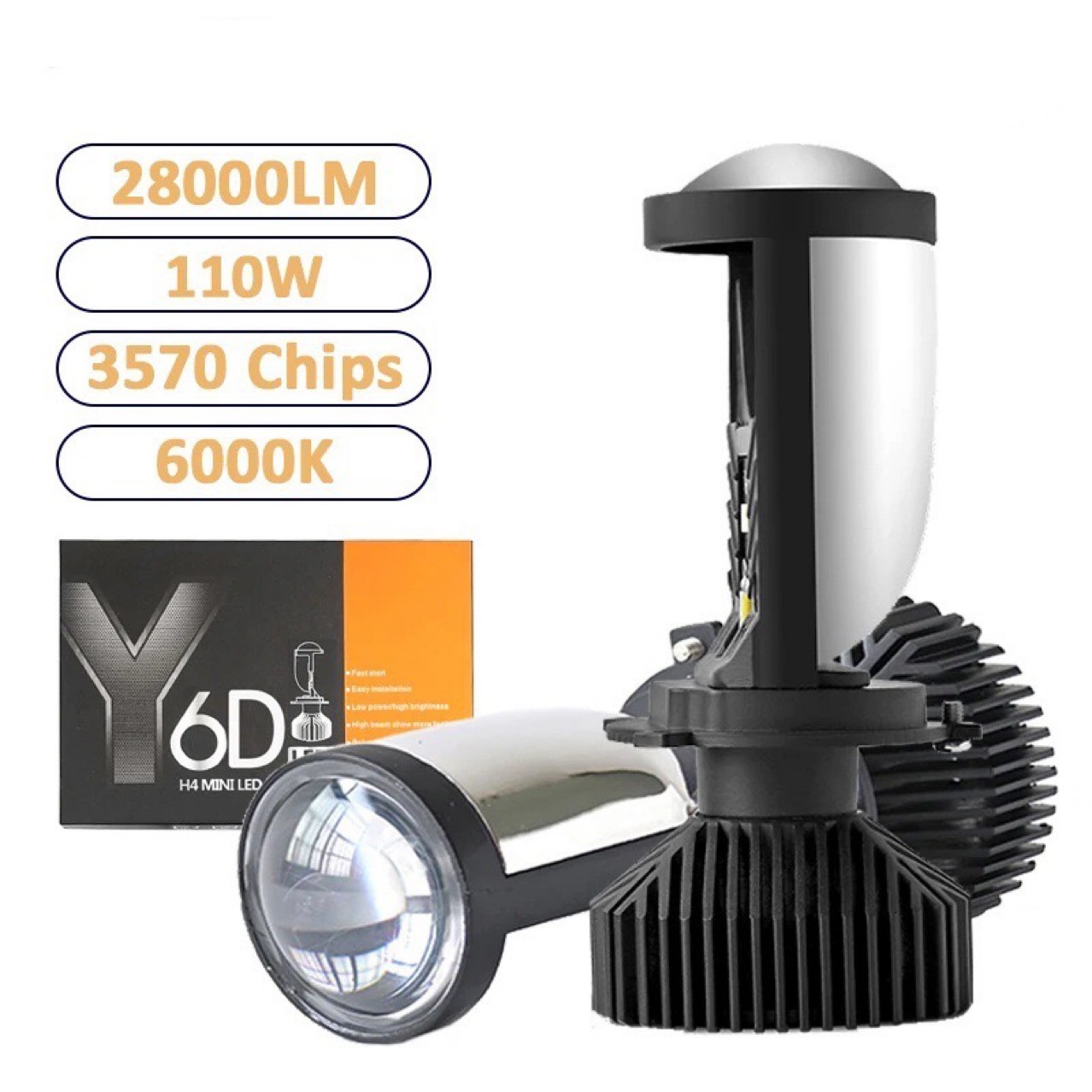 Lente Y7D H4 far-and - close en un faro de doble luz super brillante 50W auto led faro y 7d ojo de pez luz image 2