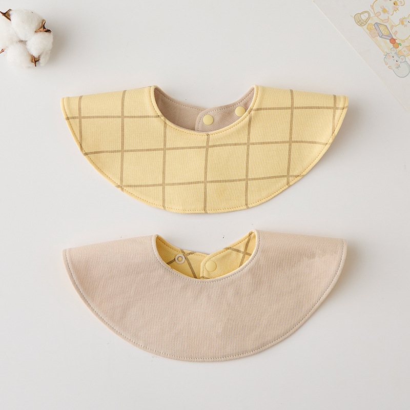 [라운드 코튼 양면] 옐로우 라지 체크 + 카키
