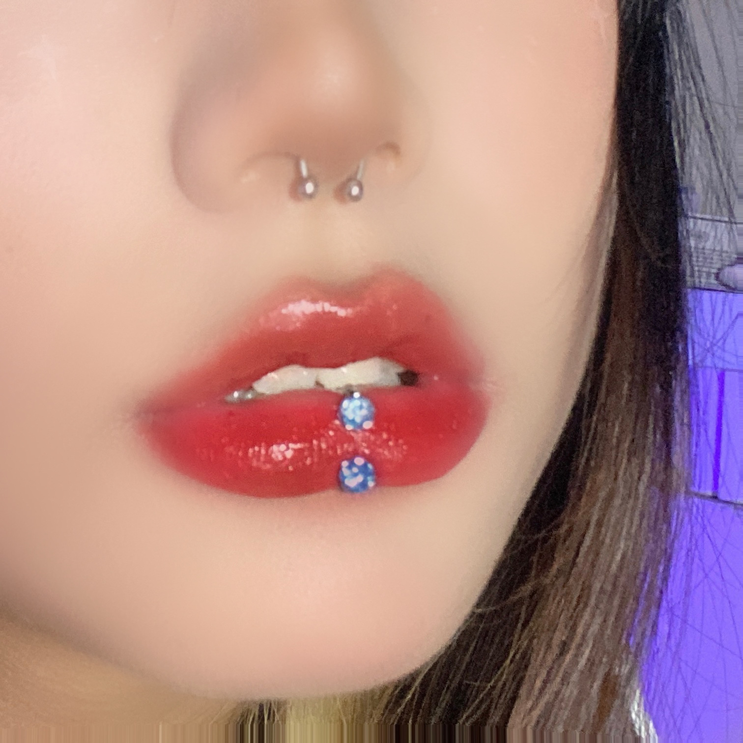 Labret piercing jewelry detail image