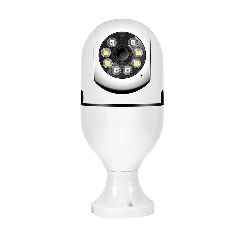 Cámara bombilla A6 a todo color con luz dual 360 ° Cámara de Vigilancia Inalámbrica para Bebés, E27, Visión Nocturna, Mini