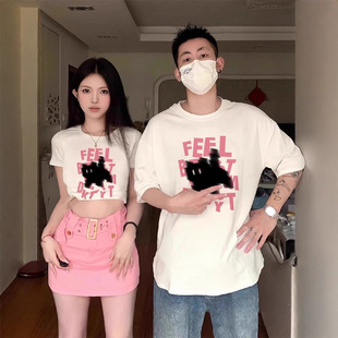 Summer Pure Cotton Short-Sleeved T-Shirt Couple Wear Lazy Style Loose Niche Design Tops for Men and Women Student Trendy Class Uniforms