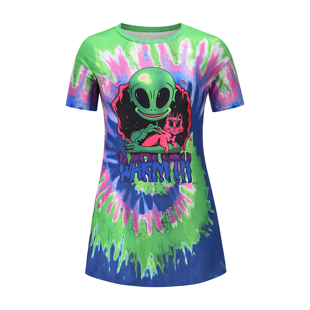 Print Short Sleeve Round Neck T-Shirt NSHYG66725