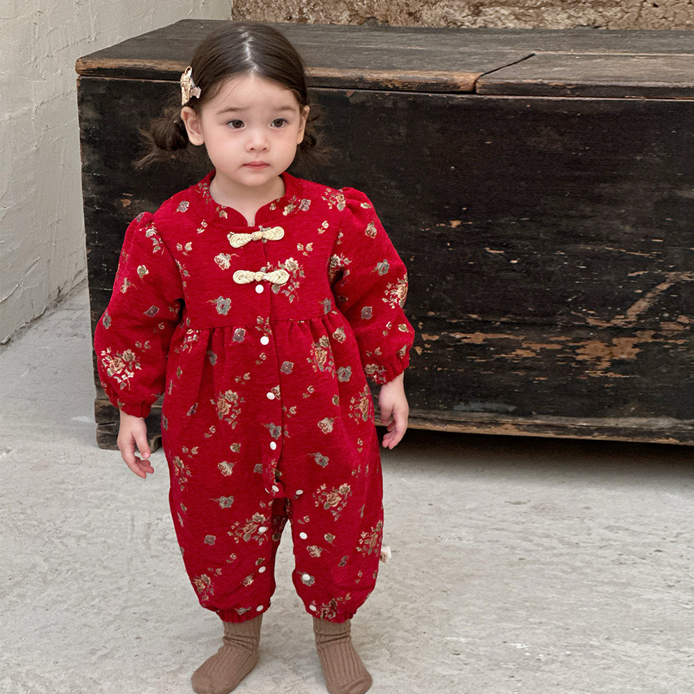 Ropa de Año Nuevo para niñas, ropa de una pieza, ropa de invierno para bebés, ropa de invierno para bebés y niños pequeños, ropa festiva de año nuevo