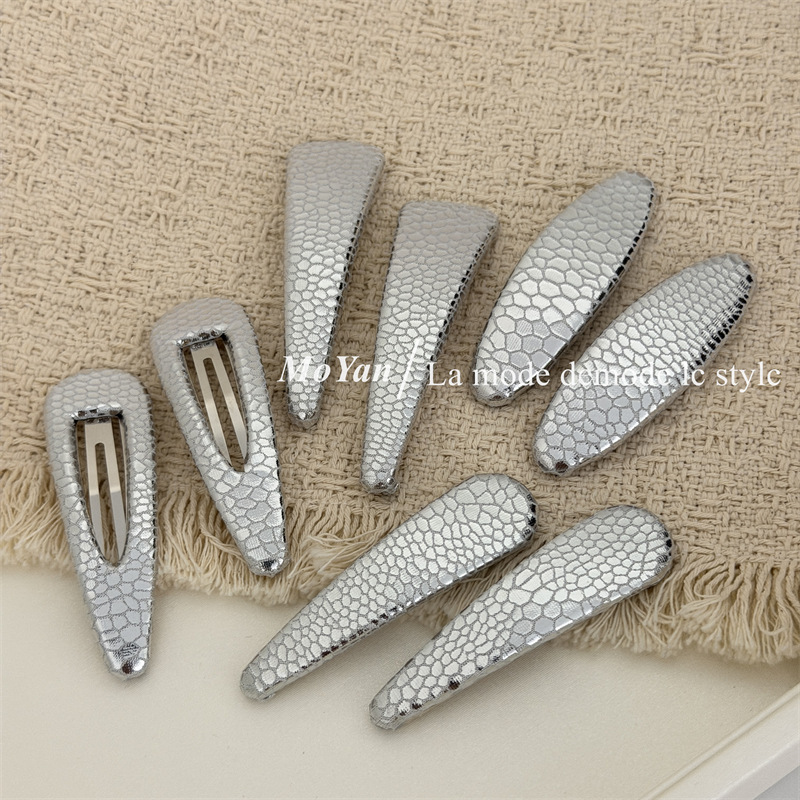 Hot Girl Style Silver Snake Pattern Bb Clip, Sweet and Cool Water Drop Triangle Oval Hair Clip, Fringe Hair Clip, Cyberpunk Hairpin