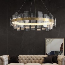 铝材新款简约客厅吊灯设计师样板间创意个性卧室餐厅圆环LED灯具