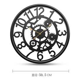 跨境复古铁艺挂钟简约静音装饰时钟北欧钟表墙贴壁挂钟表酒店挂钟