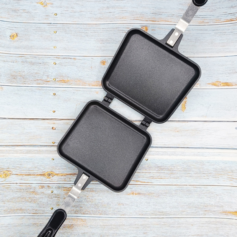 Hogar de gas a la parrilla sándwich tostado molde de doble cara sartén de filete desayuno pan frito huevo antiadherente sartén de gas