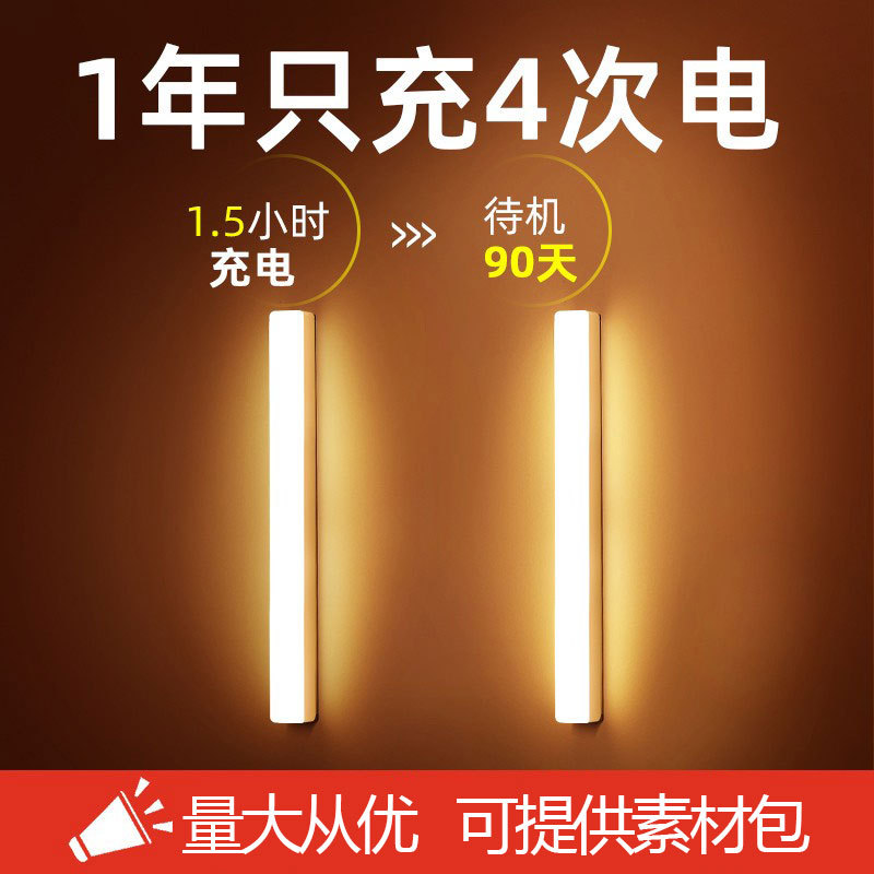 LED rechargeable night light for bed