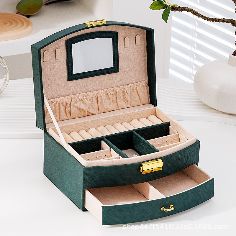 Joyas de viaje joyero pequeño portátil nuevo anillo pendientes caja de almacenamiento de gama alta exquisito anti-oxidación oro image 6