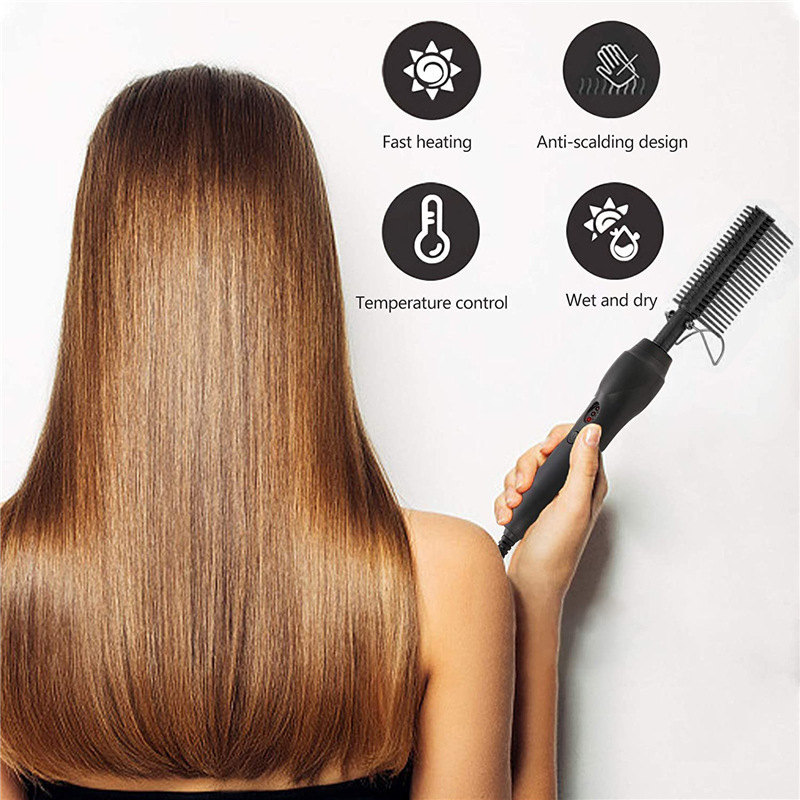 Five-corner Copper Comb Curly Hair Straightener Household Wet And Dry Electric Five-tooth Copper Comb