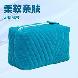 化妆包定制 绿色间棉化妆包 专柜同源收纳包 化妆包厂家 箱包定制