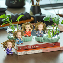 创意小和尚陶瓷水培花瓶水养植物器皿插花花器客厅办公桌茶桌摆件