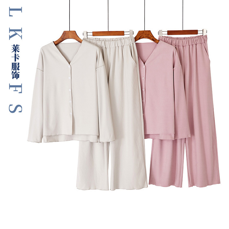 Women's Sleepwear Thermal Fleece Ruffled Edge Solid Color Elegant Ladylike Loose-Fitting Home Pajamas Warm