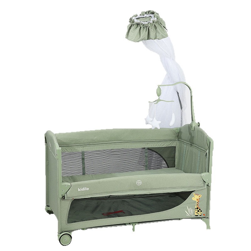 Kidilo Cama plegable portátil, cama de recién nacidos con pañales, lavabo de juego, cama de doble uso para dormir