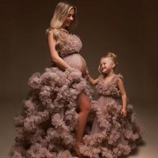 Amazon Pregnant Women Photo Portrait dress Long Tail Large Skirt Parentage Dress Dress Children's Skirt Mother and Daughter