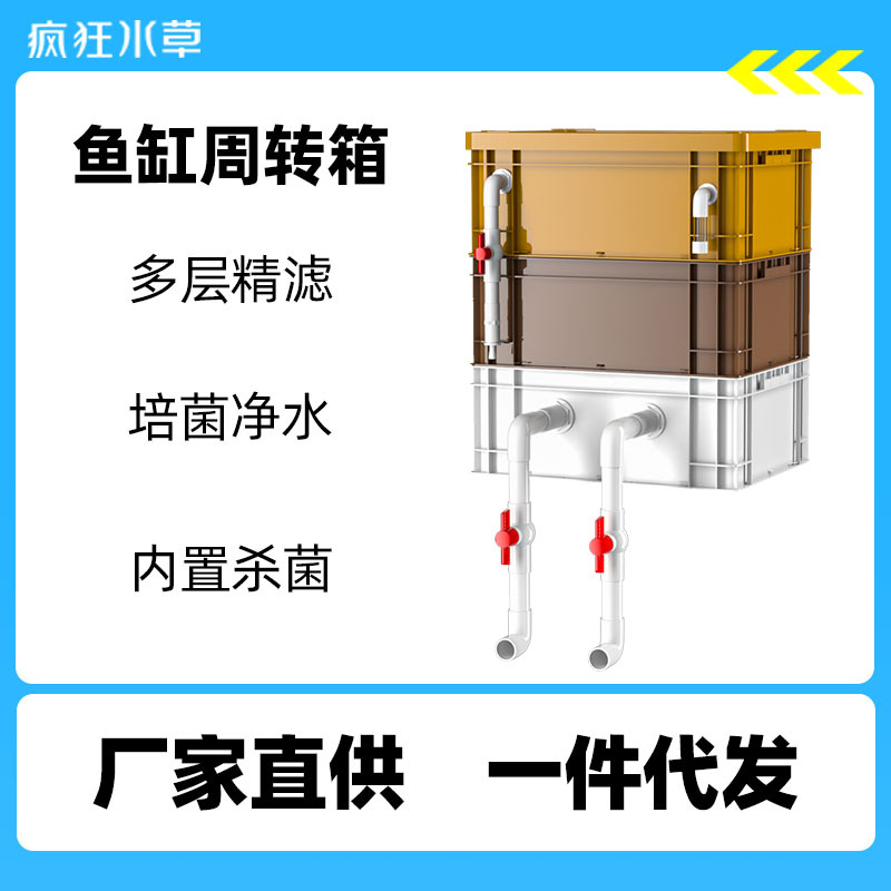 疯狂水草鱼缸过滤箱周转箱滴流盒水循环三合一鱼池过滤系统过滤桶