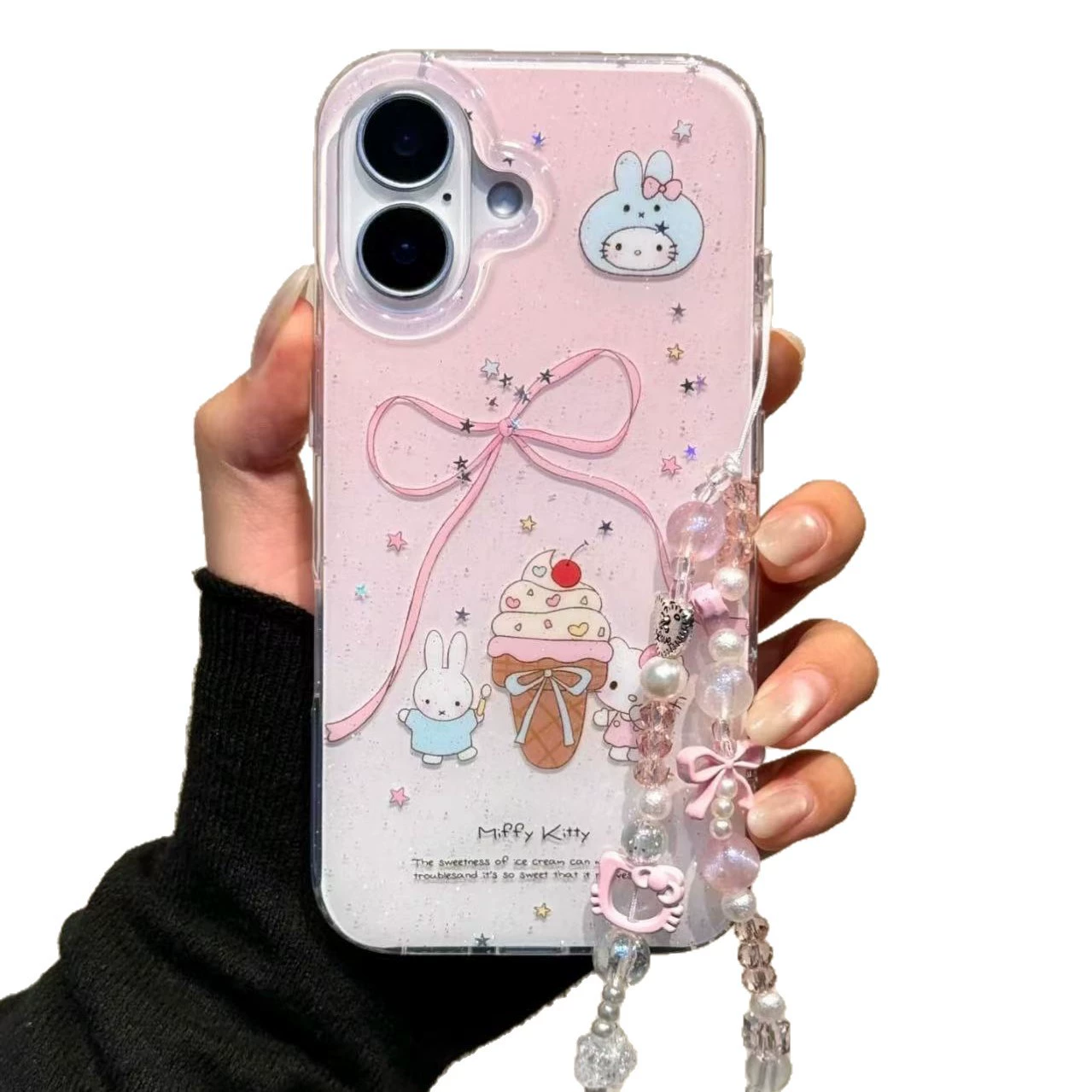 Блестящее стекло-мороженое Мифпи крольчонок котёнок подходит для ihone16promax apple 15pr мобильный телефон чехол 13 новое 14