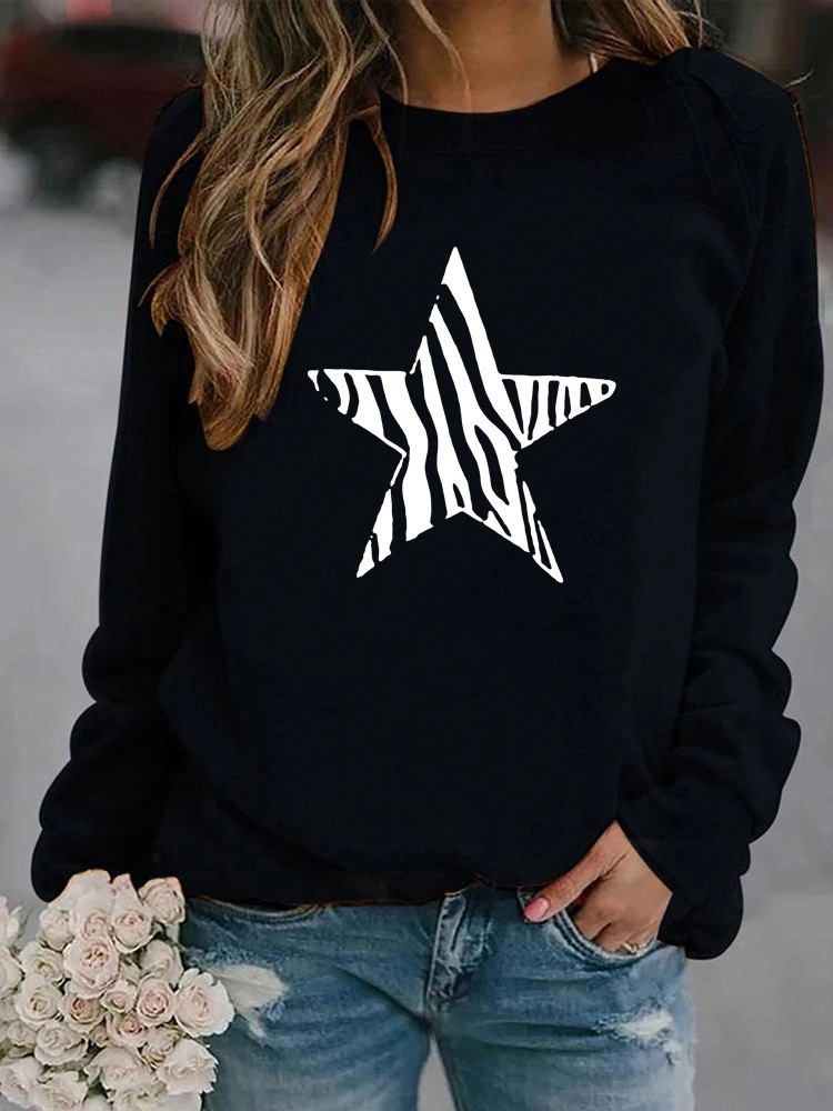 Mujeres Sudadera Manga Larga Sudaderas Con Capucha Y Sudaderas Impresión Casual Estrella display picture 6