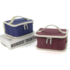 Cross-border hot style 15 grid/10ml solid color square canvas essential oil bag large capacity portable and convenient essential oil storage bag