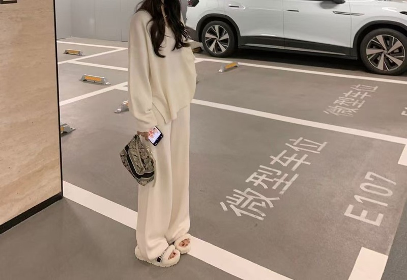 欧美跨境慵懒系穿搭针织套装秋冬新款高级感时尚毛衣阔腿裤两件套|undefined