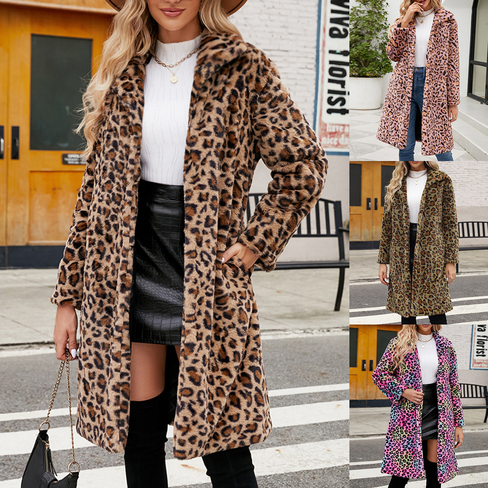 Women's Clothing hot selling leopard print fur plush lapel coat long fashionable autumn and winter new style_voghion.com