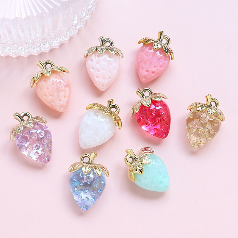 5g Weight Pendant Jewelry Making Type DIY Jewelry Accessories Classification 1 Piece Quantity Artificial Crystal Material Strawberry Pattern Sweet Style 1 Piece Arylic Artificial Crystal Strawberry Pendant 1