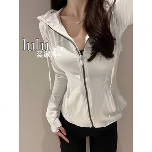 Zipper with steel seal ~ lulu yoga clothing Define women's sports coat hooded top slim jacket