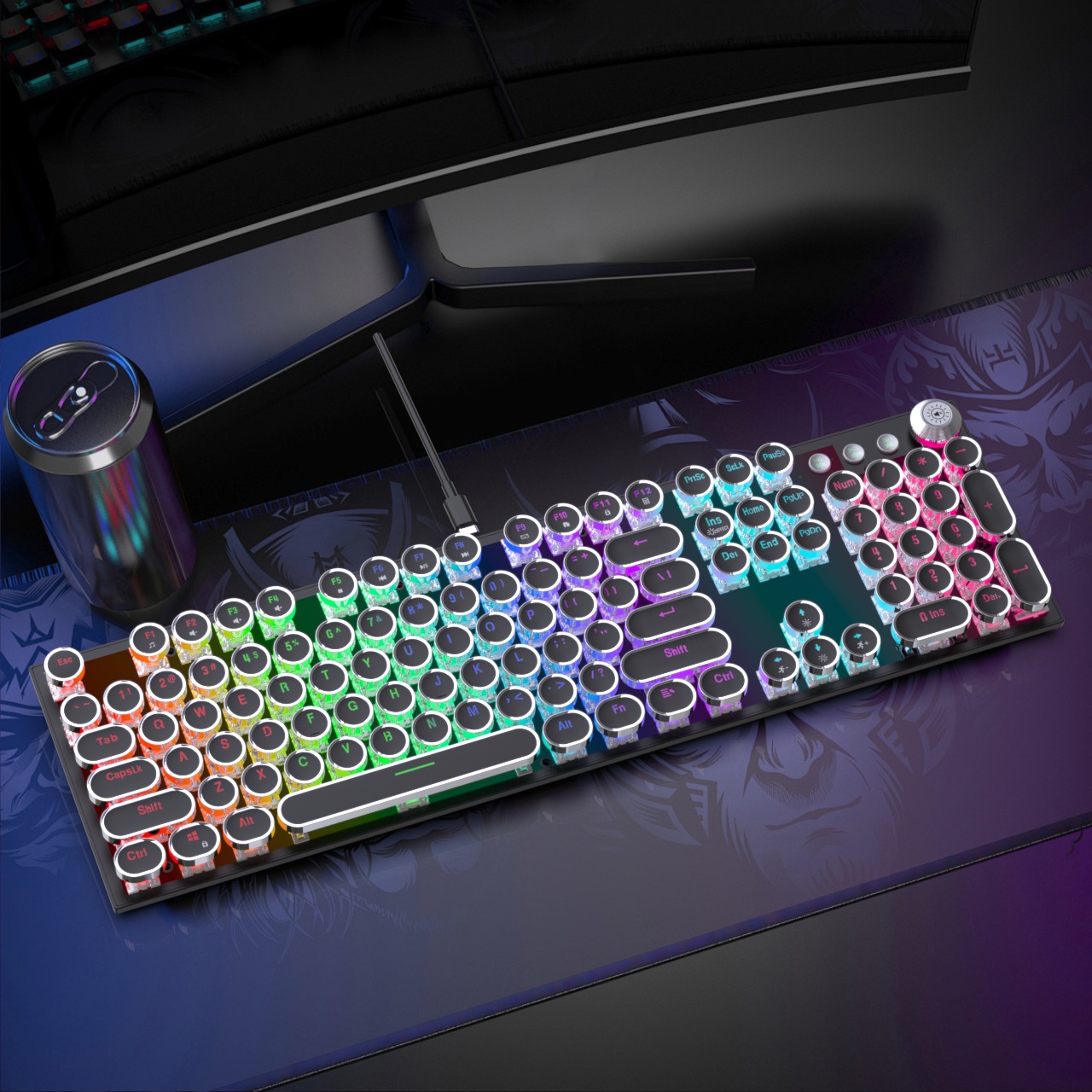 Teclado Mecánico Retro Steam Punk de Fábrica, Tres Modos, RGB, Interruptores Intercambiables, Interruptor Azul, Dropshipping, Venta al por Mayor image 13