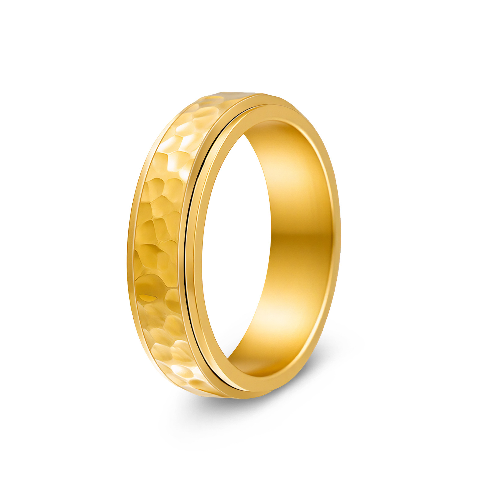 Nuevo anillo giratorio de acero de titanio transfronterizo manual golpeando Luna patrón de pozo patrón de golpeo irregular anillo de descompresión giratorio