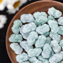 批发天然翡翠A货小貔貅戒面缅甸冰糯种翡翠小貔貅散珠diy翠玉配饰