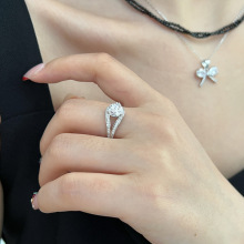 925纯银镶钻圆形锆石戒指女简约轻奢精致气质推拉设计指环J5055