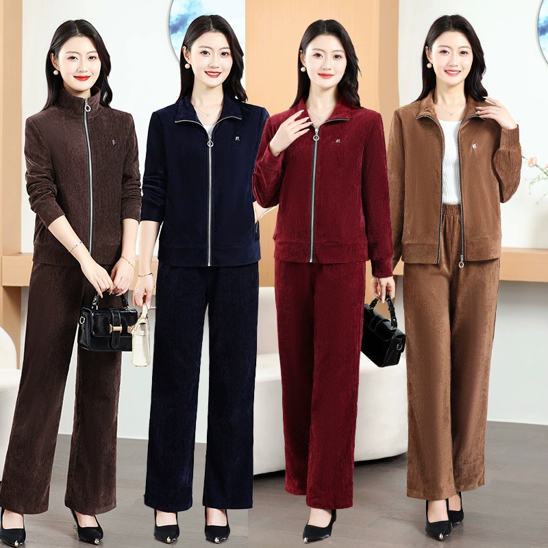 Весенний и осенний новый спортивный костюм иностранный костюм осенняя мода повседневная одежда среднего и пожилого возраста пальто среднего и пожилого возраста