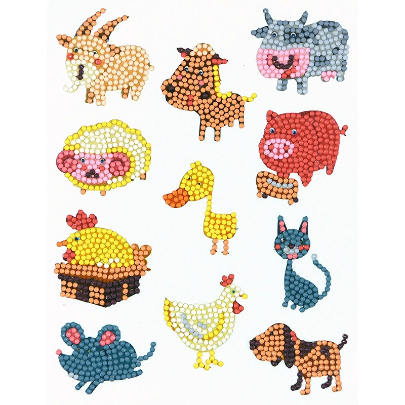 5D детский набор для алмазной мозаики sticker DIY, повседневные животные дизайны, разные размеры (наклейка и стразы)