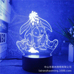 Cross-border acrylic 3D night light creative cartoon Winnie the Pooh series USB colorful children's gift LED table lamp