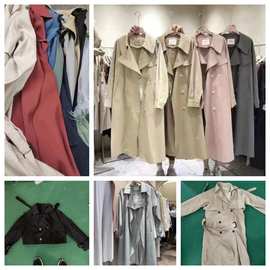 外贸女装杂款中长款风衣外套尾货 直播地摊秋冬时尚货源批发 coat