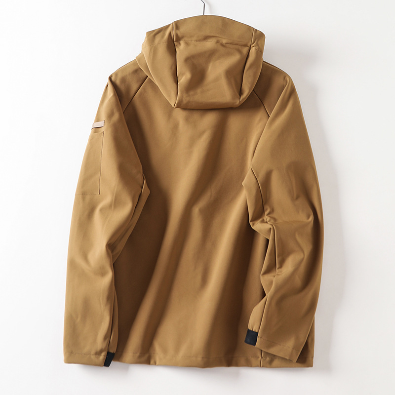 Nordic city outdoor! Windproof and waterproof! Autumn and winter men's foreign trade plus velvet soft shell hooded jacket_voghion.com