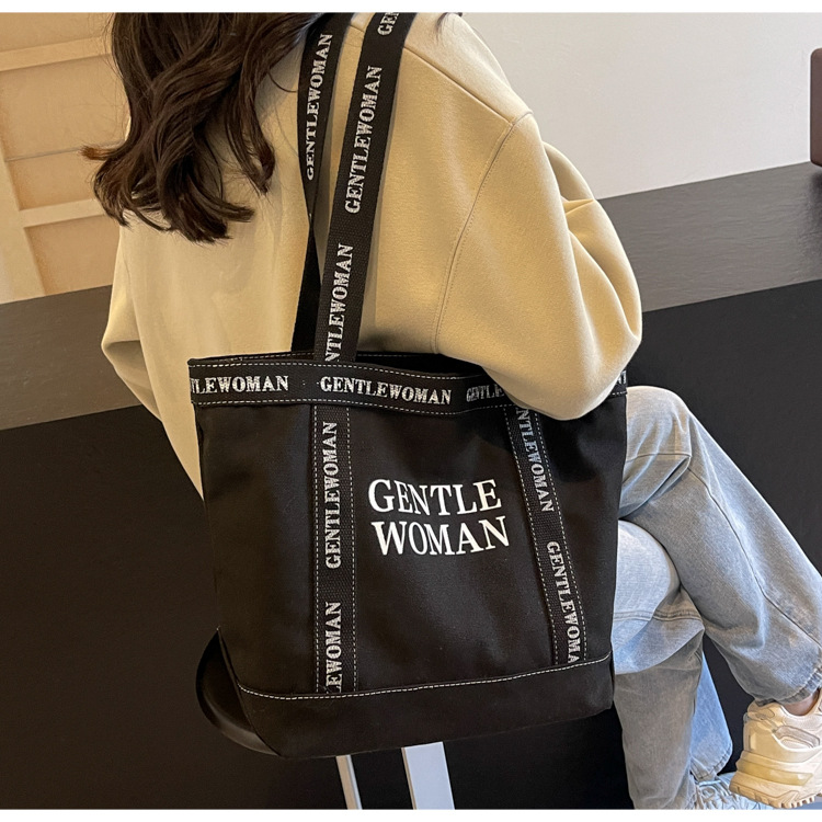 Moda simple lienzo impreso carta bolsa de hombro 2024 gran capacidad de trabajo de alta calidad bolso de mano