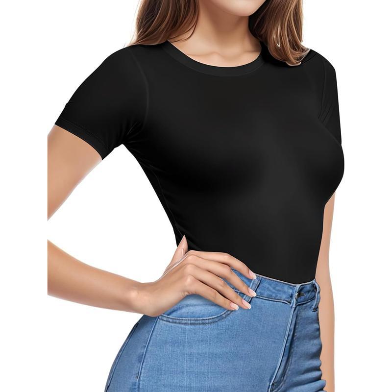 Body Suits for Womens Short Sleeve Round Neck Casual