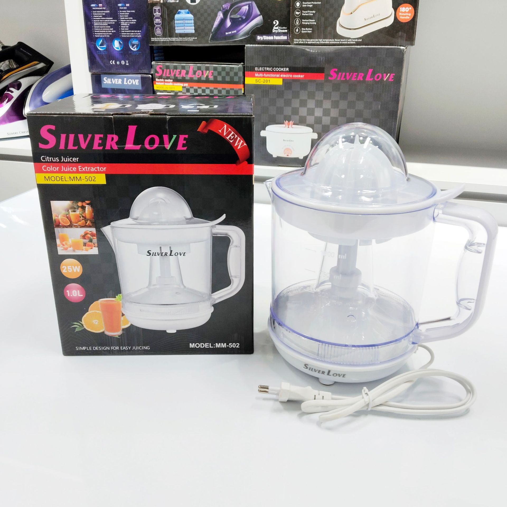 SILVER LOVE, máquina de jugo de naranja portátil, máquina de jugo de gran calibre, máquina de separación de residuos de jugo