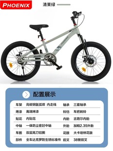 凤凰 Children's bicycle boys and girls 6-12 years old, middle-aged and large children's disc brakes, single-speed mountain bike, primary school student bike