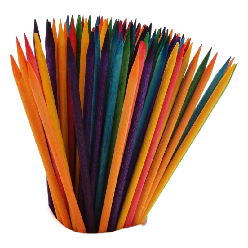 Color de uñas naranja palo belleza palo de madera piel muerta empuje taladro palo de doble cabeza naranja palo 100 bolsas multicolor mezclado