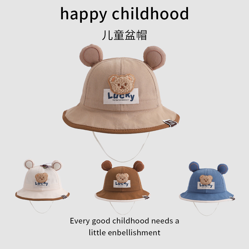 Sombreros para bebés otoño-invierno osos para niños niñas sombreros pescadores para niños gruesos sombreros de pelusa para bebés calientes