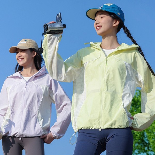 Summer new women's lightweight breathable hooded sun protection jacket, outdoor casual thin color-blocked sports jacket for women