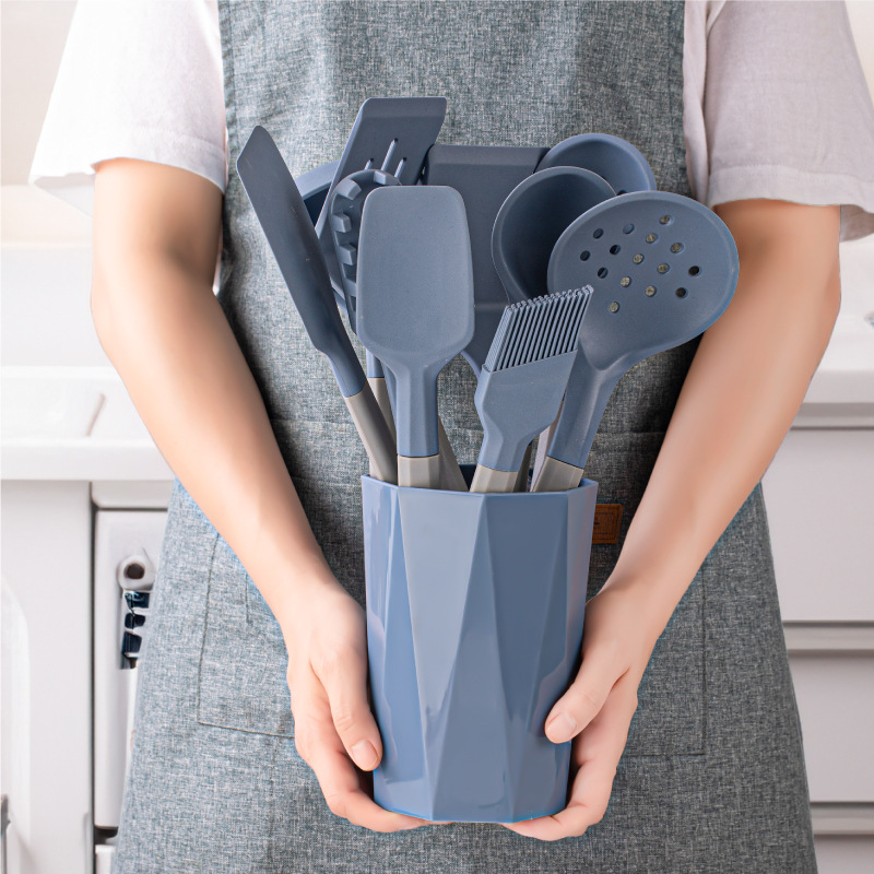 Nueva silicona utensilios de cocina 13 piezas conjunto hogar cocina pala sopa cuchara traje cocina utensilios de cocina traje con cubo de almacenamiento 12 piezas
