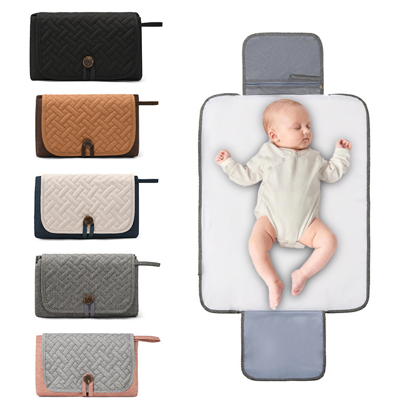 Folding diaper pad button opening and closing fashion multi-functional mummy bag portable baby changing diaper maternal and infant bag