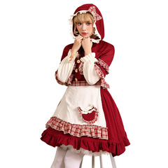 Halloween Little Red Riding Hood Costume June 1st Stage Play Performance Lolita Soft Girl Style Lace Little Red Riding Hood Clothes