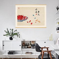 New Chinese-style warm residence Peace and Joy Restaurant Living Room Electric Meter Circuit Box Cover Decorative Painting Solid Wood Scroll Painting