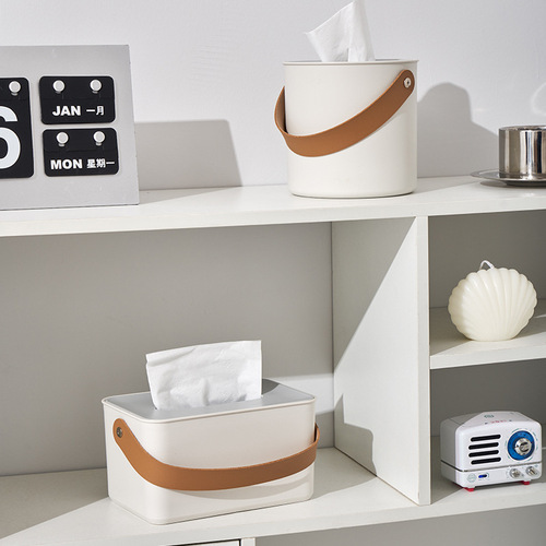 Portable household tissue box coffee table restaurant tabletop round square napkin storage box roll paper paper box