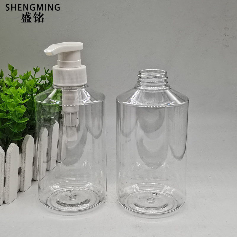 PET透明ローション斜め肩ボトル 500ML シャワージェル空ボトル シャンプー押圧ボトル ハンドソープポンプボトル|undefined